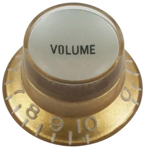 Top hat volume guitar knob, gold