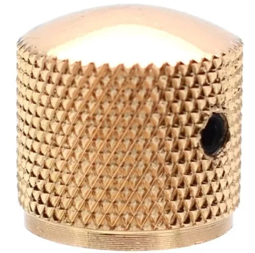 dome knob with plastic inside, gold metal with screw
