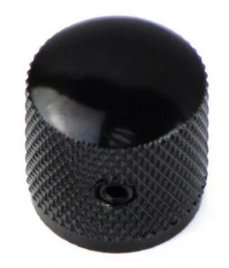 dome knob with plastic inside, black metal with screw