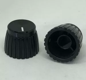 Marshall knob for D shaft pots, black/black cap