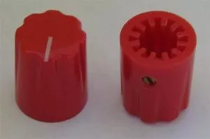 plastik Potiknopf mit Wellenschliff, rot