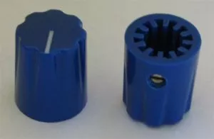plastic knob with scalloped edge, blue