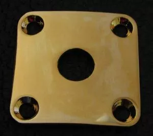 Jackplate for guitar and bass, gold, curved