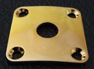 Jackplate for guitar and bass, gold, curved