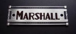 Marshall coffin plaque badge, block logo offset