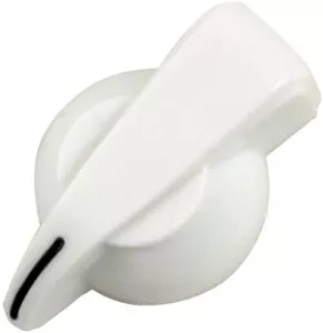 Chicken head style pointer knob, white, push on