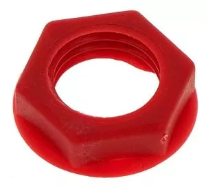 nut, Hex, for mounting 1/4 Jacks, red