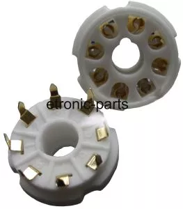 8-pin gold plated tube socket, ceramic, pc-mount