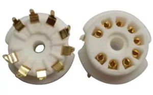 9-pin gold plated ceramic tube socket, pc mount