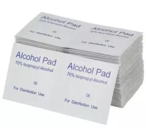 Alkoholový tampon, povrchový dezinfekční prostředek otřete